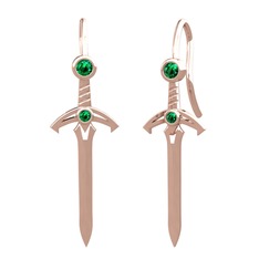 Kılıç Küpe - Yeşil kuvars 18 ayar rose altın küpe #409wio