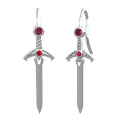 Kılıç Küpe - Kök yakut ve rodolit garnet 18 ayar beyaz altın küpe #41ssd2