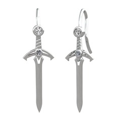 Swarovski ve pırlanta 14 ayar beyaz altın küpe (0.072 karat)