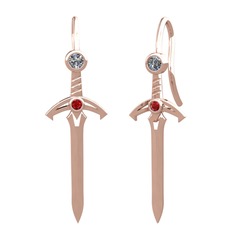 Kılıç Küpe - Pırlanta ve garnet 18 ayar rose altın küpe (0.16 karat) #500jhj