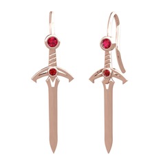 Rodolit garnet ve garnet 14 ayar rose altın küpe