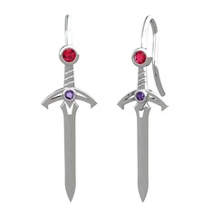 Rodolit garnet ve ametist 925 ayar gümüş küpe