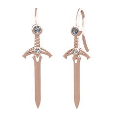 Pırlanta ve swarovski 925 ayar rose altın kaplama gümüş küpe (0.16 karat)