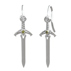 Swarovski ve peridot 18 ayar beyaz altın küpe