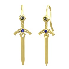 Peridot ve lab safir 18 ayar altın küpe