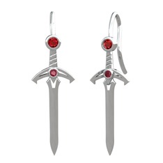 Garnet ve kök yakut 925 ayar gümüş küpe