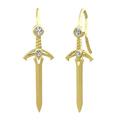 Kılıç Küpe - Swarovski ve beyaz zirkon 925 ayar altın kaplama gümüş küpe #et96rp