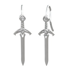 Kılıç Küpe - Swarovski ve beyaz zirkon 8 ayar beyaz altın küpe #gvmrhq