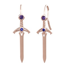 Ametist ve lab safir 18 ayar rose altın küpe