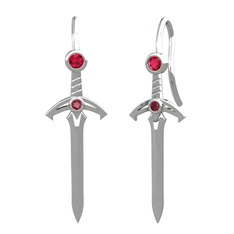 Kılıç Küpe - Rodolit garnet ve kök yakut 925 ayar gümüş küpe #hfupb0