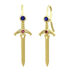 Kılıç Küpe - Lab safir ve kök yakut 925 ayar altın kaplama gümüş küpe #hw1ewh