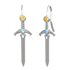 Kılıç Küpe - Sitrin ve akuamarin 925 ayar gümüş küpe #j2vqav