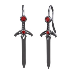 Kılıç Küpe - Garnet 925 ayar siyah rodyum kaplama gümüş küpe #k1v5fx