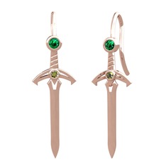 Yeşil kuvars ve peridot 925 ayar rose altın kaplama gümüş küpe