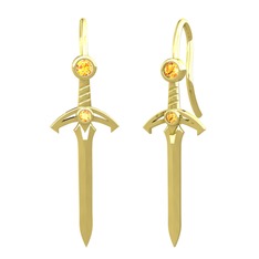 Kılıç Küpe - Sitrin 14 ayar altın küpe #ltqk9