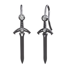 Kılıç Küpe - Swarovski 925 ayar siyah rodyum kaplama gümüş küpe #mhqm6i
