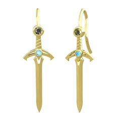 Kılıç Küpe - Peridot ve akuamarin 18 ayar altın küpe #ne16mx