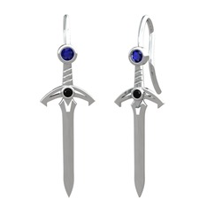 Kılıç Küpe - Lab safir ve siyah zirkon 925 ayar gümüş küpe #o0jjzn