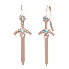 Kılıç Küpe - Swarovski ve akuamarin 925 ayar rose altın kaplama gümüş küpe #ol5jqr