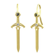 Peridot ve beyaz zirkon 925 ayar altın kaplama gümüş küpe