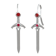 Kılıç Küpe - Garnet ve rodolit garnet 18 ayar beyaz altın küpe #qnq3tj
