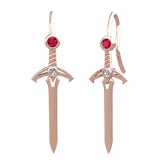 Kılıç Küpe - Rodolit garnet ve swarovski 18 ayar rose altın küpe #qwmvzd