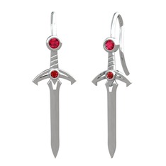 Kılıç Küpe - Rodolit garnet ve garnet 14 ayar beyaz altın küpe #r7qrt4