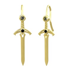 Peridot ve siyah zirkon 14 ayar altın küpe