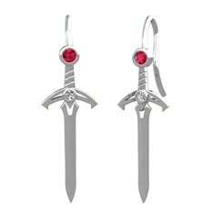 Rodolit garnet ve swarovski 14 ayar beyaz altın küpe