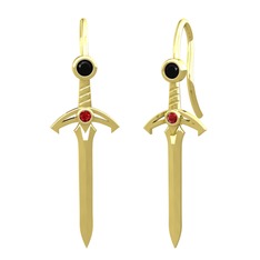 Siyah zirkon ve garnet 8 ayar altın küpe