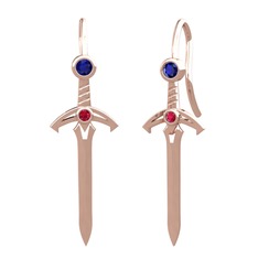 Kılıç Küpe - Lab safir ve rodolit garnet 8 ayar rose altın küpe #vf6ujh