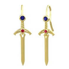 Lab safir ve rodolit garnet 18 ayar altın küpe