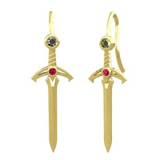 Peridot ve rodolit garnet 14 ayar altın küpe