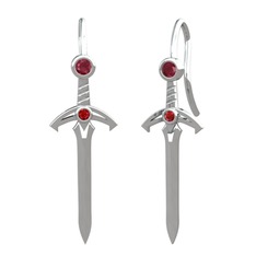 Kılıç Küpe - Kök yakut ve garnet 14 ayar beyaz altın küpe #yu6atc