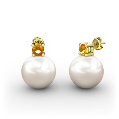 Inci ve sitrin 925 ayar altın kaplama gümüş küpe