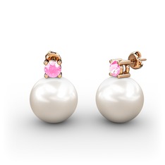 Tektaş İnci Küpe - Inci ve pembe kuvars 925 ayar rose altın kaplama gümüş küpe #c3qcow