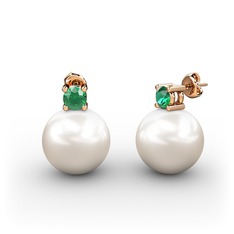 Tektaş İnci Küpe - Inci ve yeşil kuvars 14 ayar rose altın küpe #oqjkx0