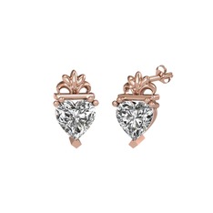 Kalp Claddagh Küpe - Swarovski 18 ayar rose altın küpe #19mf8tw