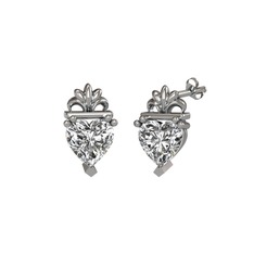 Kalp Claddagh Küpe - Swarovski 925 ayar gümüş küpe #a4l11r