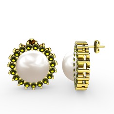 Inci ve peridot 925 ayar altın kaplama gümüş küpe