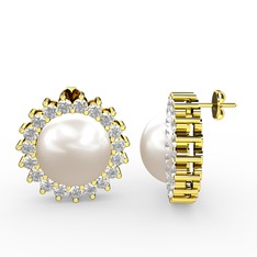 Gün Işığı İnci Küpe - Inci ve swarovski 925 ayar altın kaplama gümüş küpe #1xyemze