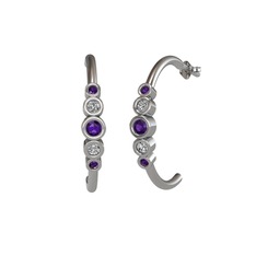 Ametist ve swarovski 18 ayar beyaz altın küpe