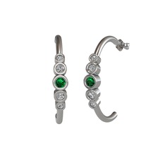 Yeşil kuvars, beyaz zirkon ve swarovski 8 ayar beyaz altın küpe