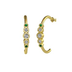 Minimal 5 Taşlı Küpe - Swarovski, beyaz zirkon ve yeşil kuvars 18 ayar altın küpe #14k5qhc