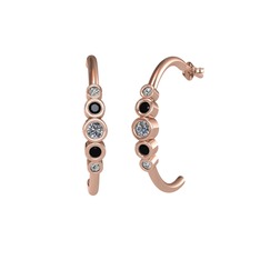 Minimal 5 Taşlı Küpe - Pırlanta, siyah zirkon ve beyaz zirkon 8 ayar rose altın küpe (0.12 karat) #182e8j4