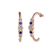 Swarovski, lab safir ve beyaz zirkon 18 ayar rose altın küpe