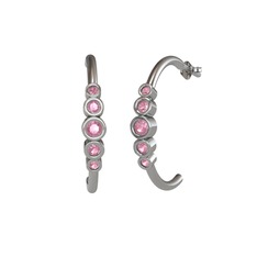Minimal 5 Taşlı Küpe - Pembe kuvars 14 ayar beyaz altın küpe #1ejaq12