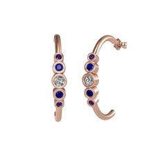 Minimal 5 Taşlı Küpe - Beyaz zirkon, lab safir ve ametist 18 ayar rose altın küpe #1hrvuww