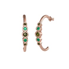 Minimal 5 Taşlı Küpe - Peridot ve kök zümrüt 18 ayar rose altın küpe #1oh0svo