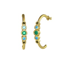 Minimal 5 Taşlı Küpe - Kök zümrüt, akuamarin ve peridot 925 ayar altın kaplama gümüş küpe #1r3nhgc